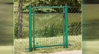 Wellengittertor, Gartentor, grün